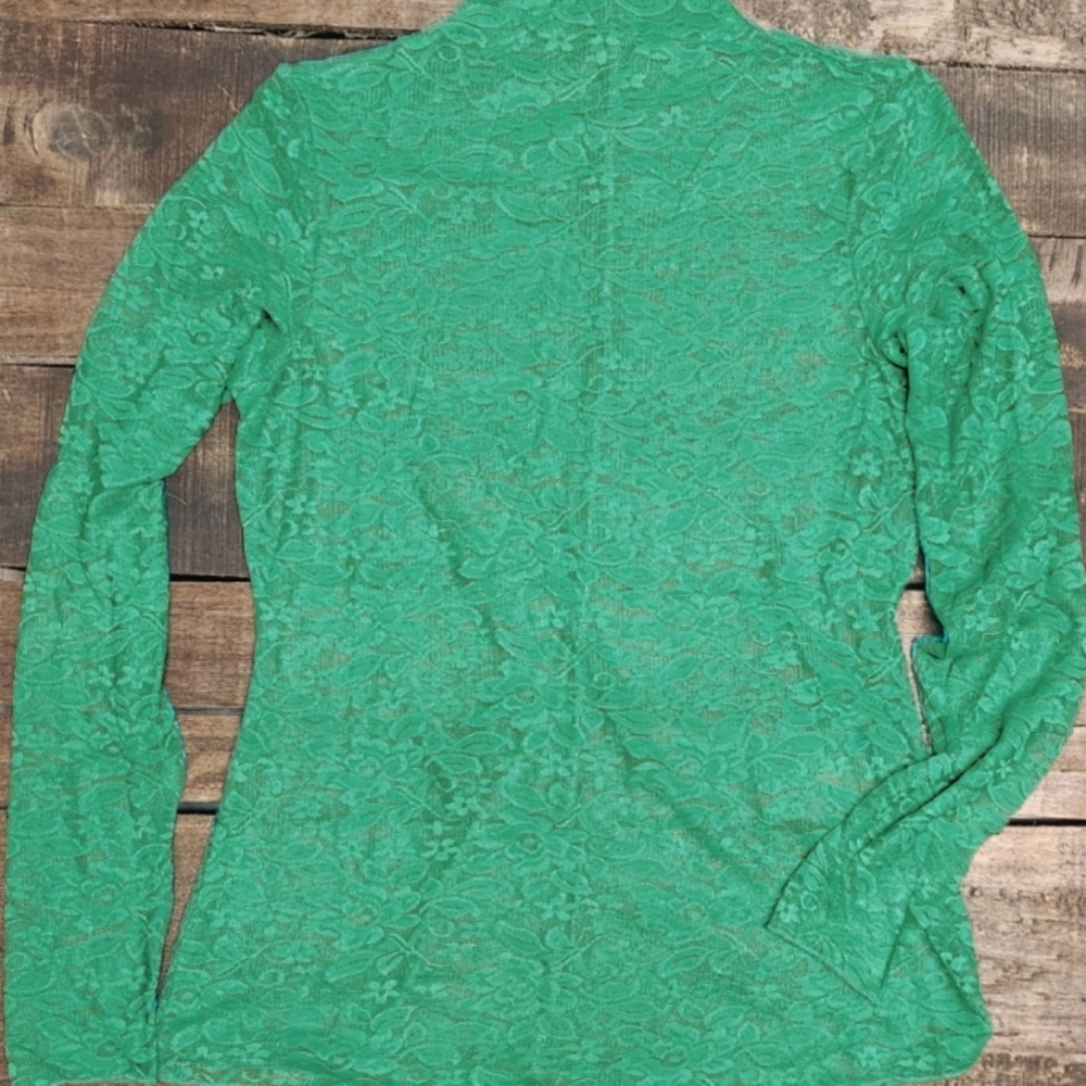 Jaded Gypsy Trellis Vines Lace Top - Emerald